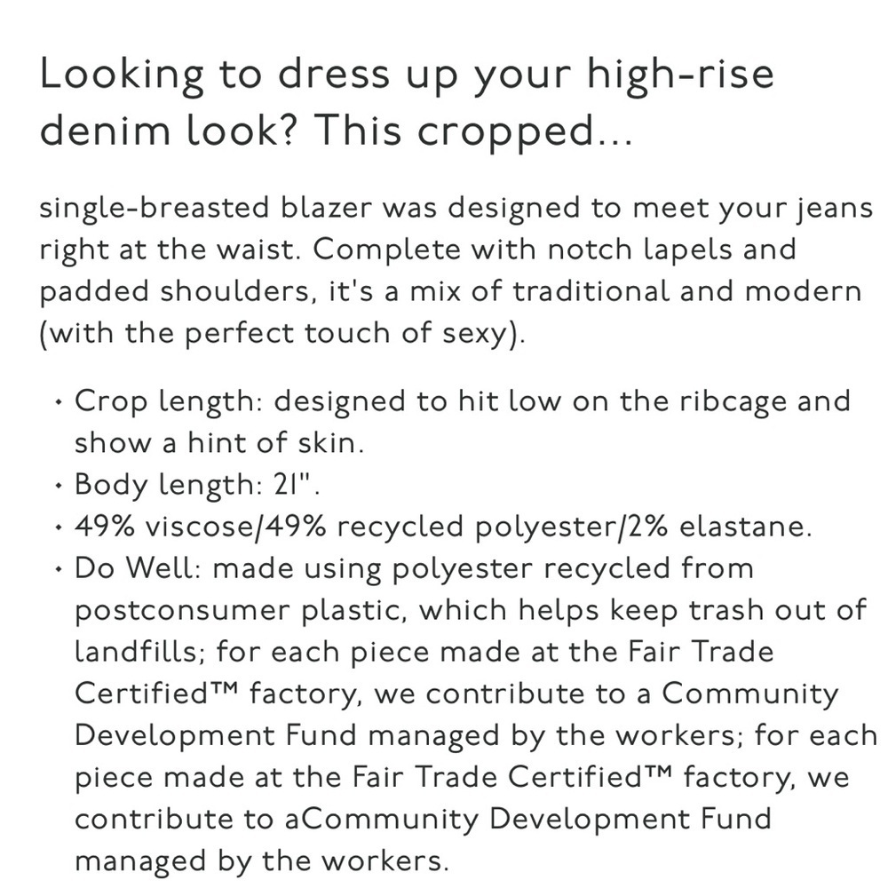 Madewell Women’s The Sutter Crop Blazer Whitfield Micro Check Jacket Size XXS - Picture 10 of 10